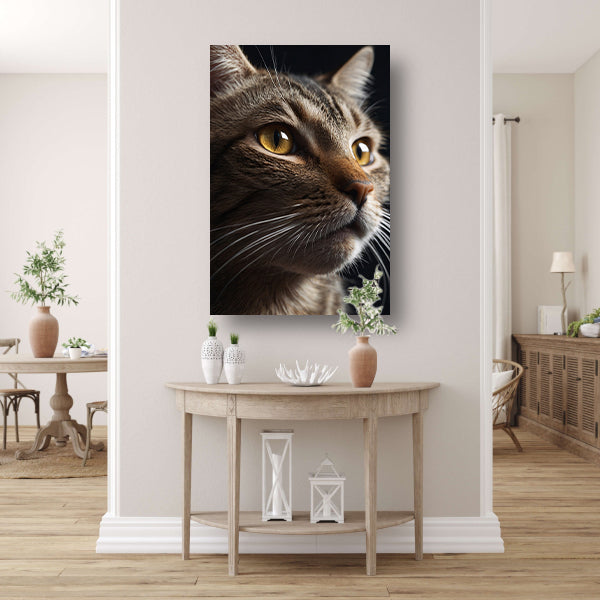 Diepgaande blik van een bruine kat canvas met baklijst