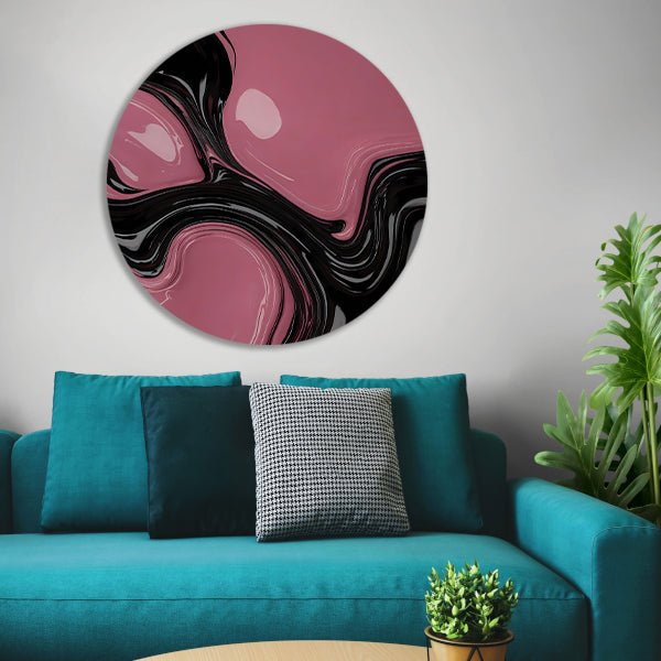 Roze en Zwart Dynamisch Abstract Ontwerp aluminium muurcirkel
