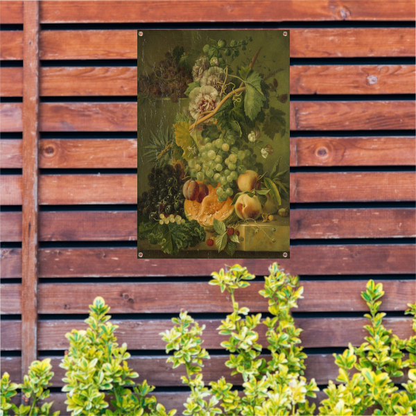 Stilleven van bloemen en vruchten - Albertus Jonas Brandt tuinposter