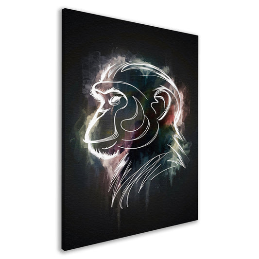 Abstracte aap lijnenspel in kleur canvas
