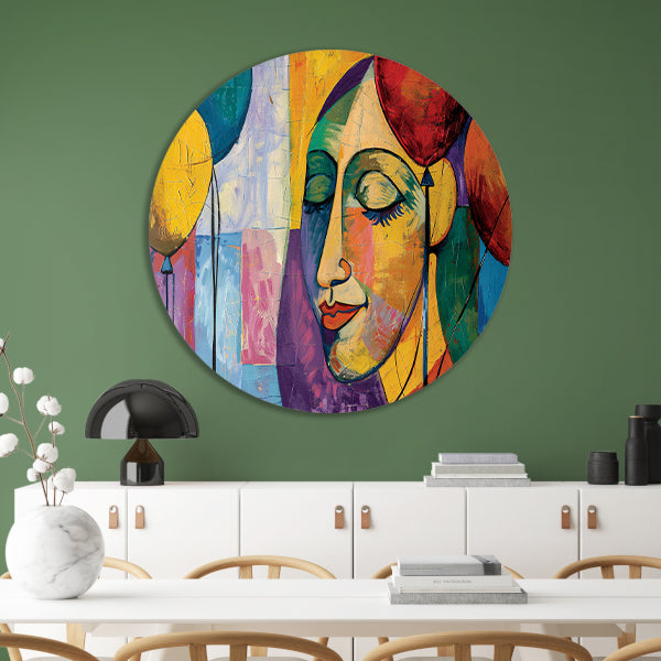 Abstract portret van vrouw met ballonnen forex muurcirkel