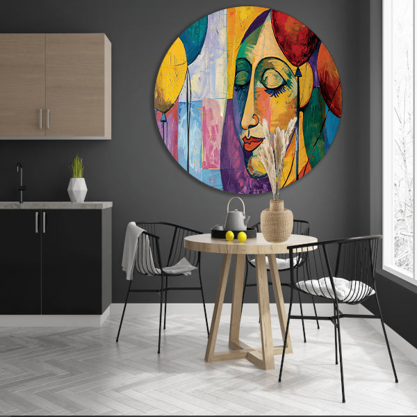 Abstract portret van vrouw met ballonnen forex muurcirkel