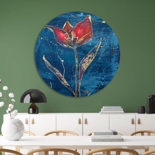 Abstract schilderij van dynamische tulp forex muurcirkel
