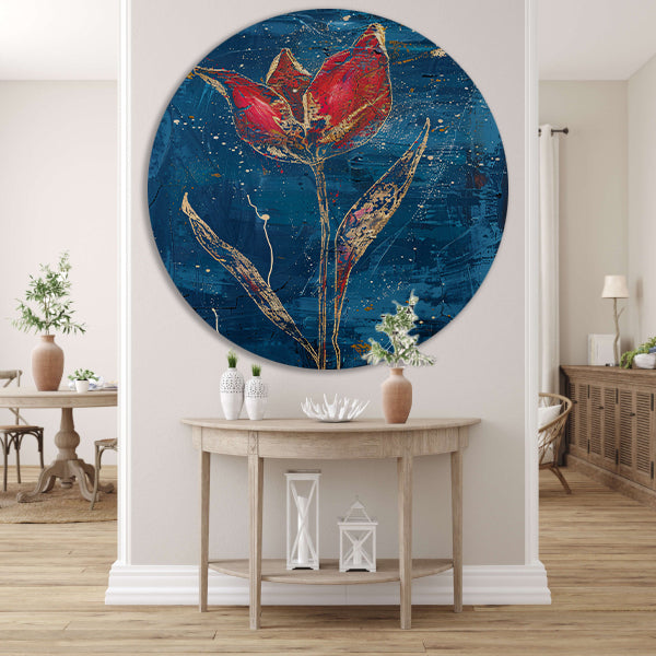 Abstract schilderij van dynamische tulp forex muurcirkel