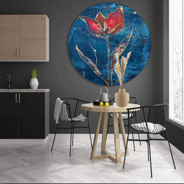 Abstract schilderij van dynamische tulp forex muurcirkel