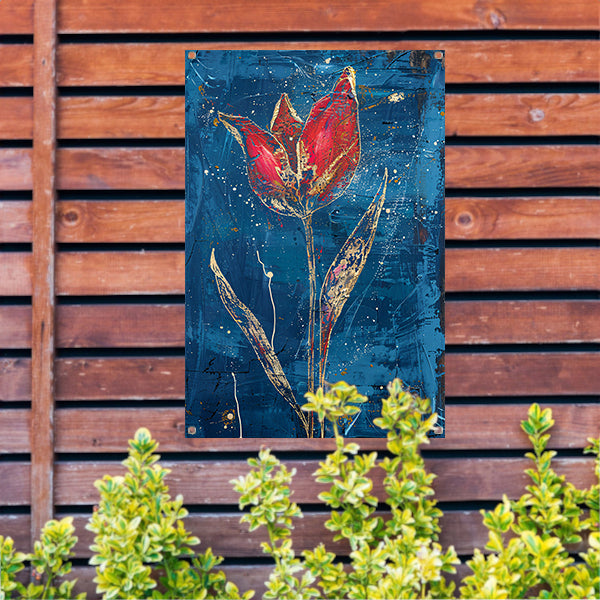 Abstract schilderij van dynamische tulp tuinposter