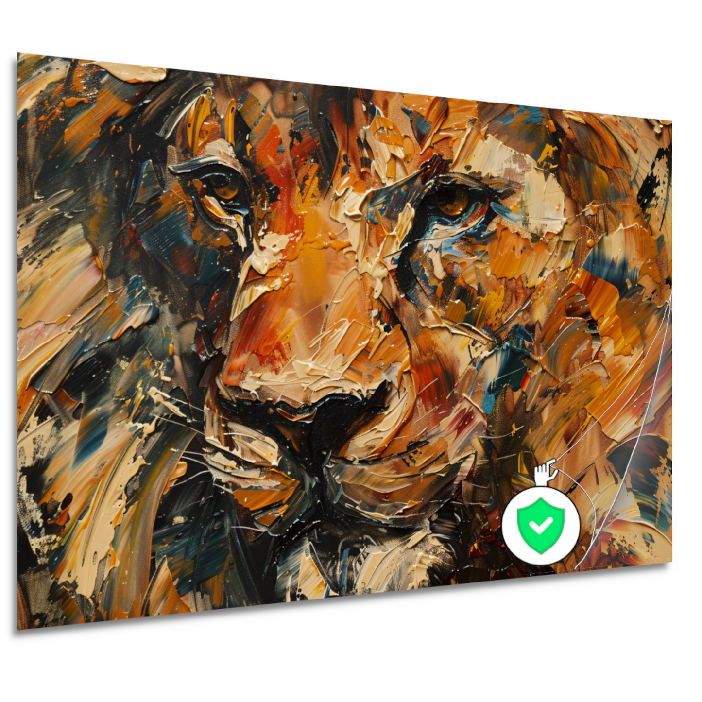 Expressieve Abstracte Leeuwenkop met Kleurrijke Streken poster