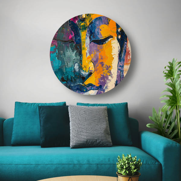 Explosie van Kleur en Dynamiek in Abstracte Kunst aluminium muurcirkel