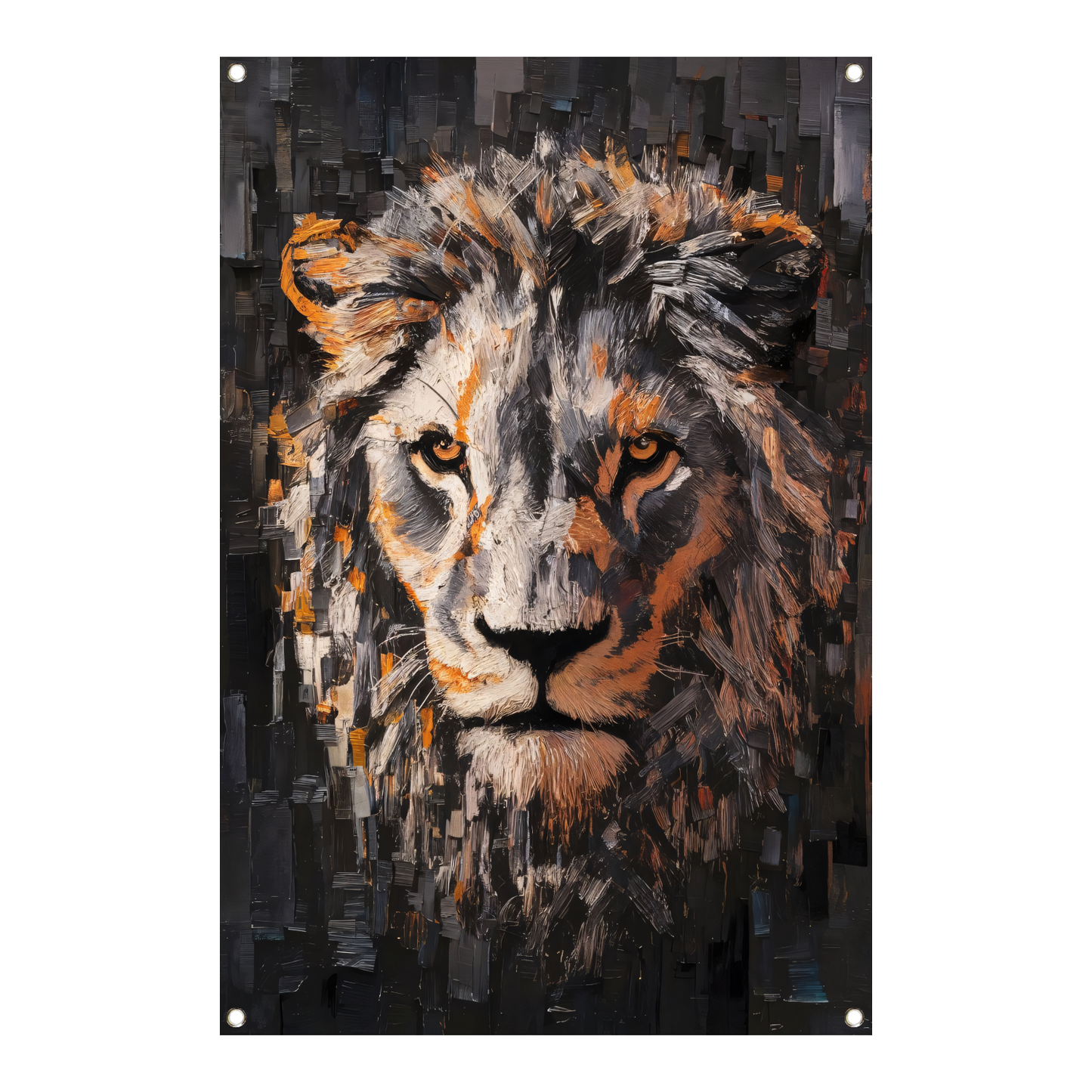 Majestueuze leeuw in levendige kleuren tuinposter