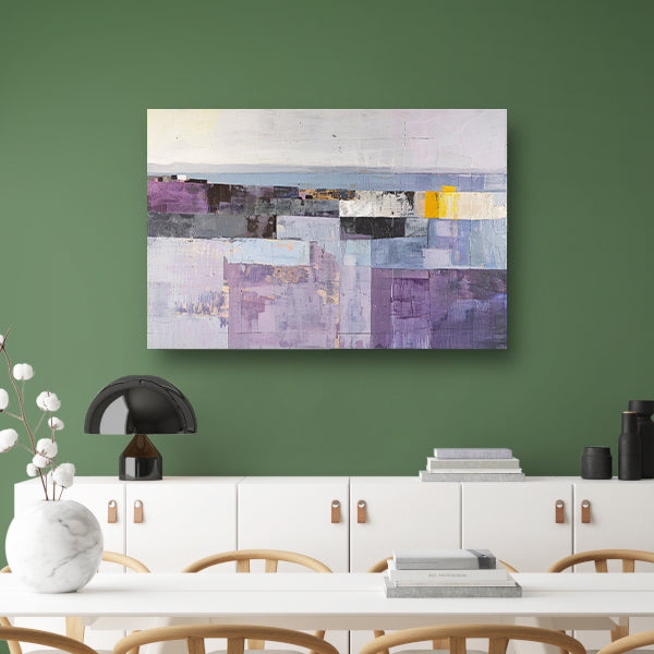 Moderne skyline met abstracte kleurrijke blokken poster