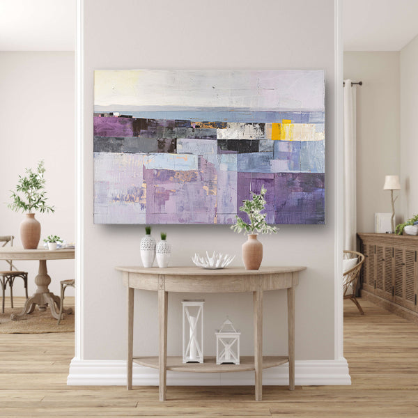 Moderne skyline met abstracte kleurrijke blokken poster