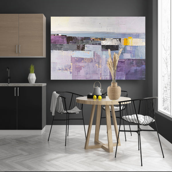 Moderne skyline met abstracte kleurrijke blokken poster