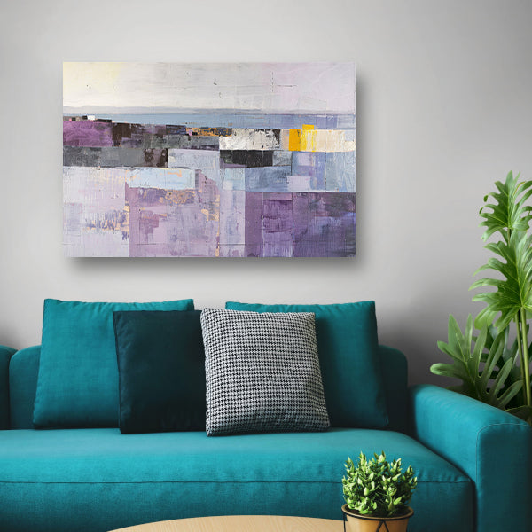 Moderne skyline met abstracte kleurrijke blokken poster
