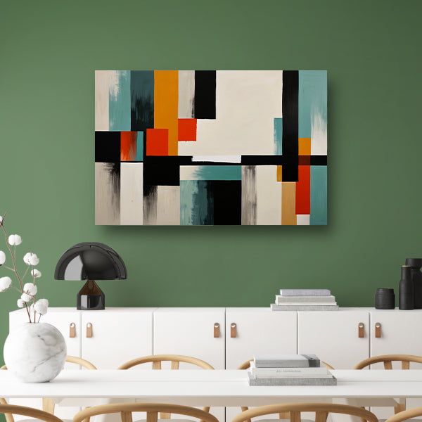 Abstracte moderne schilderij in Japandi stijl poster