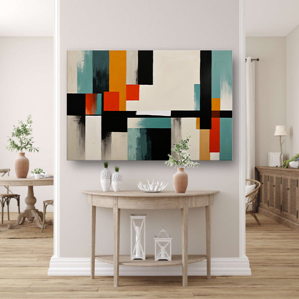 Abstracte moderne schilderij in Japandi stijl poster