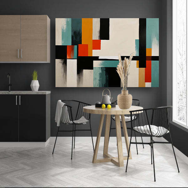 Abstracte moderne schilderij in Japandi stijl poster