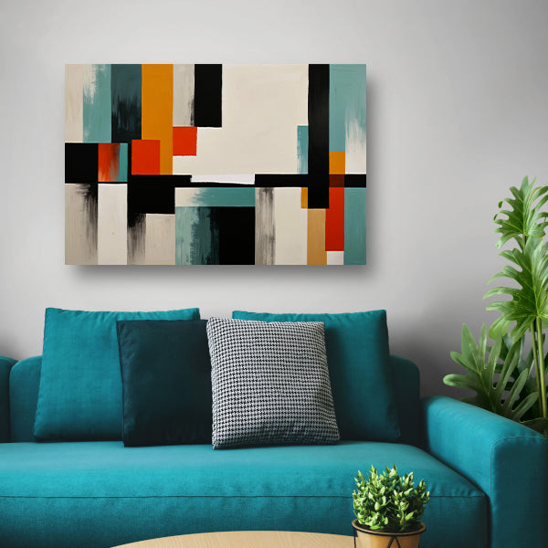Abstracte moderne schilderij in Japandi stijl poster