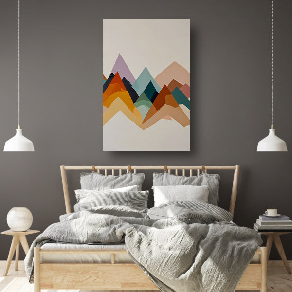 Abstracte Harmonie in Geometrische Bergsilhouetten canvas