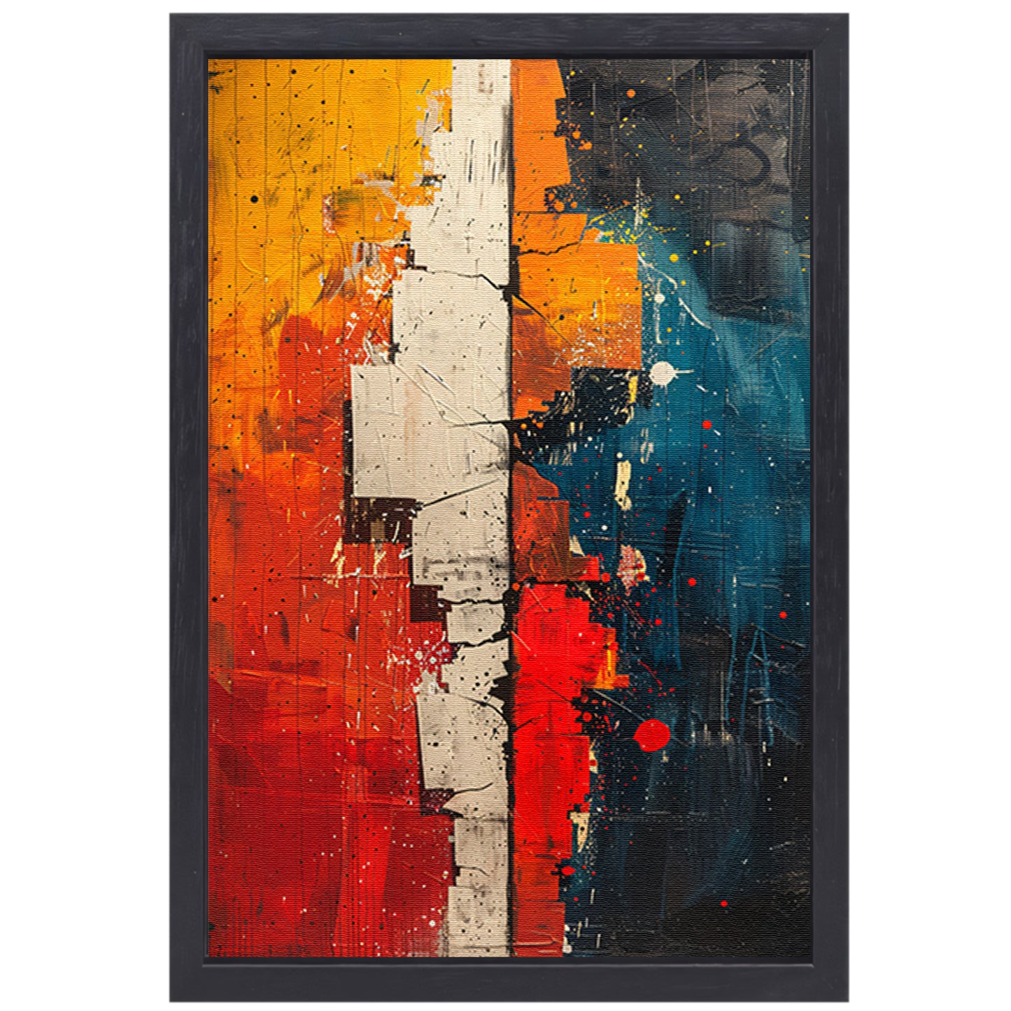 Abstract met felle kleuren canvas met baklijst
