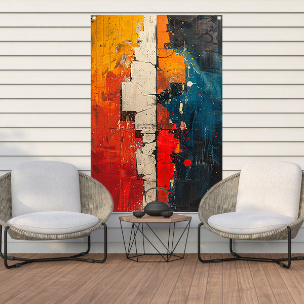 Abstract met felle kleuren tuinposter