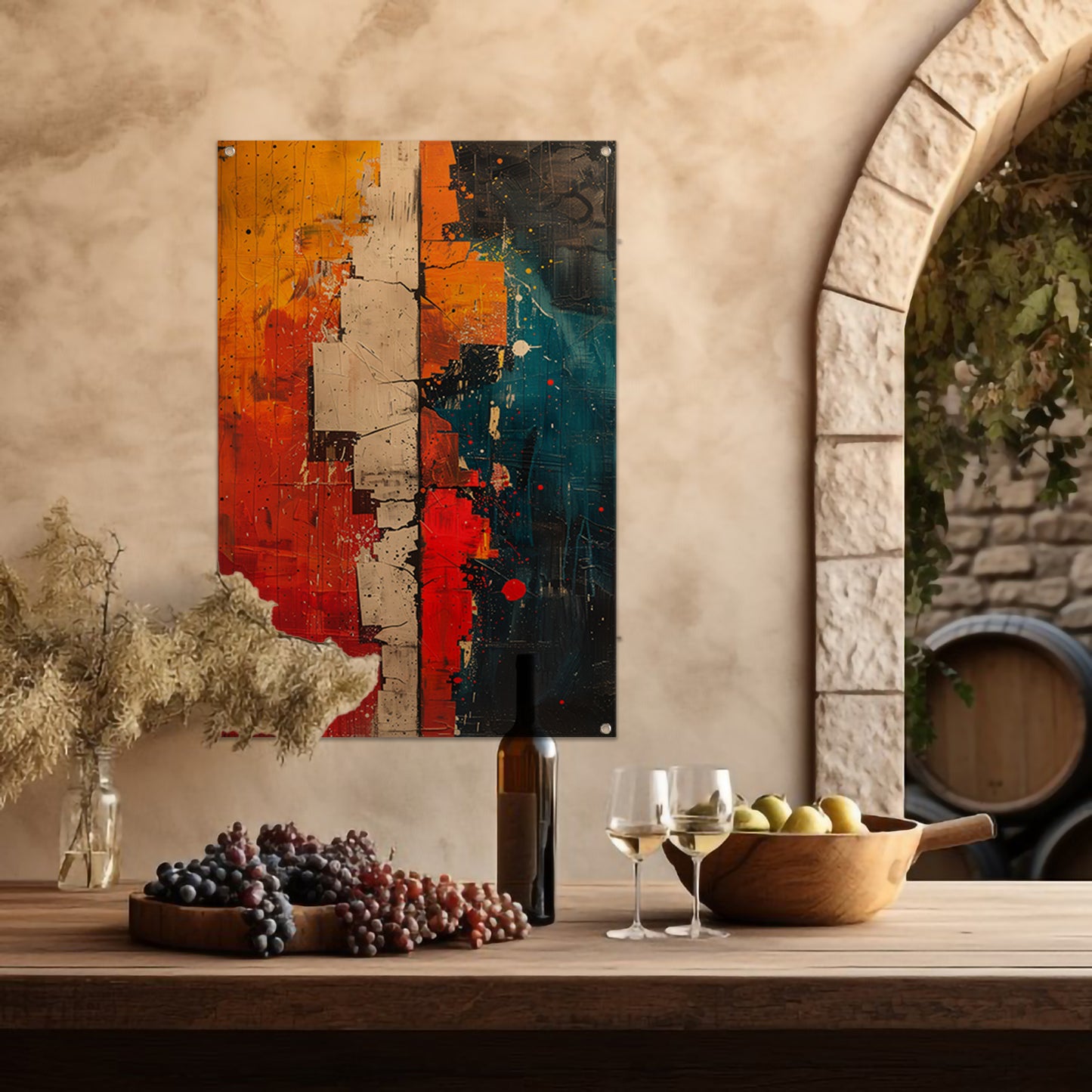 Abstract met felle kleuren tuinposter