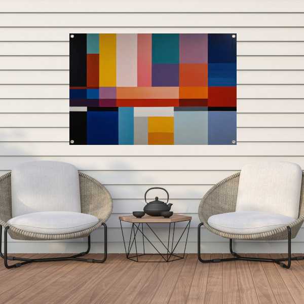 Abstracte Geometrie in Primaire Kleuren tuinposter