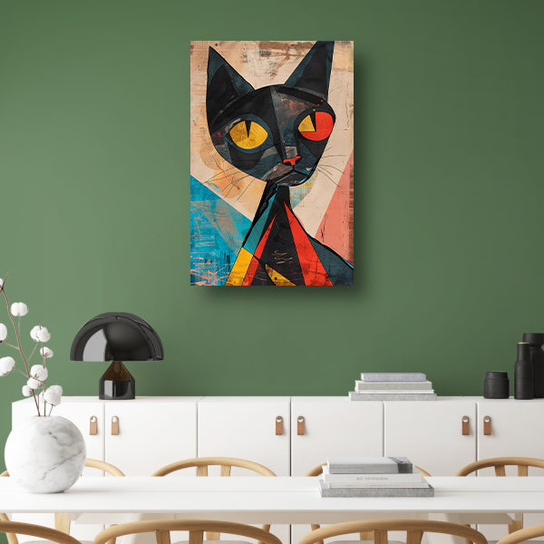 Kubistische Kat met Kleurrijk Geometrische Vormen canvas