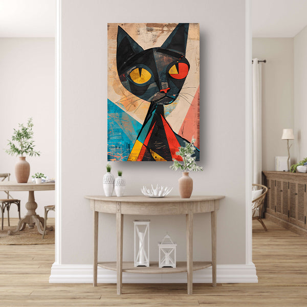 Kubistische Kat met Kleurrijk Geometrische Vormen canvas