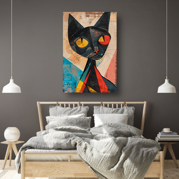 Kubistische Kat met Kleurrijk Geometrische Vormen canvas