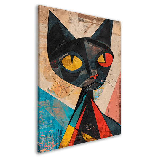 Kubistische Kat met Kleurrijk Geometrische Vormen canvas