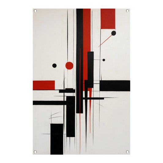 Contrastrijke abstracte compositie in primaire kleuren tuinposter