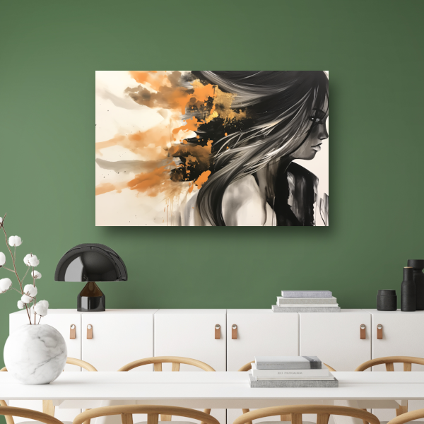 Dynamische Vrouw in Oranje en Goud canvas