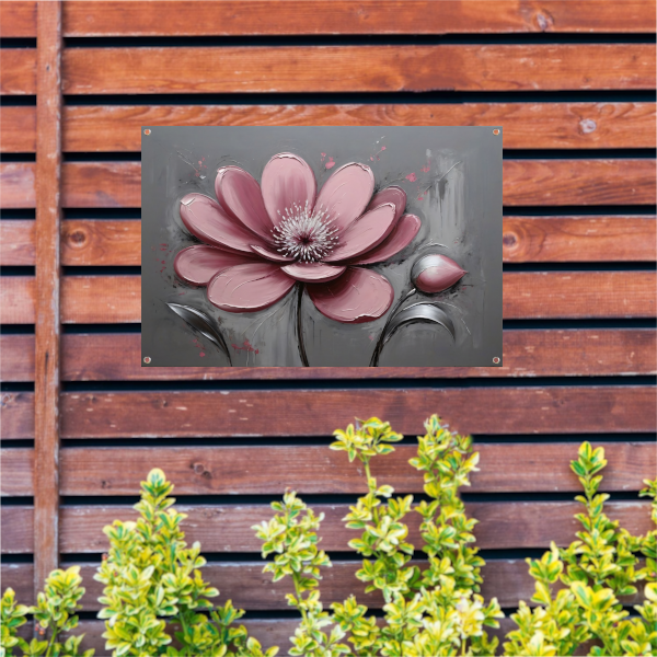 Impressionistische Bloem in Roze en Grijs tuinposter