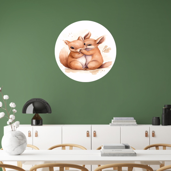 Tedere omhelzing in aquarel aluminium muurcirkel