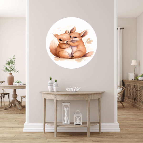 Tedere omhelzing in aquarel aluminium muurcirkel