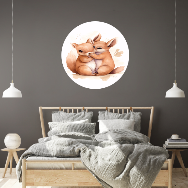 Tedere omhelzing in aquarel aluminium muurcirkel