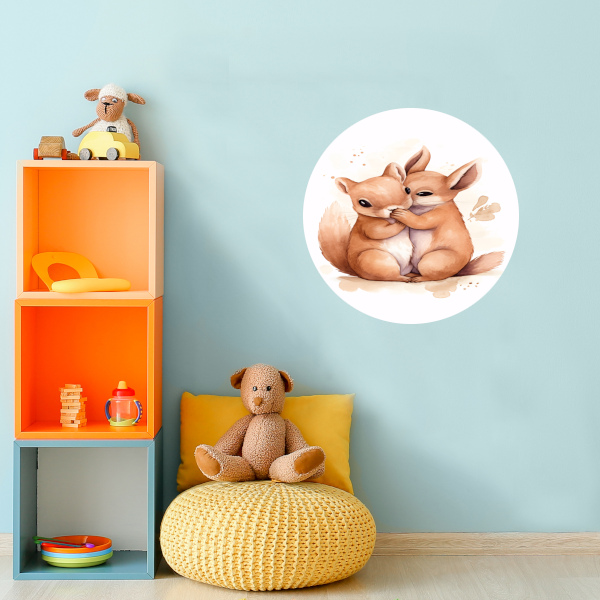 Tedere omhelzing in aquarel aluminium muurcirkel