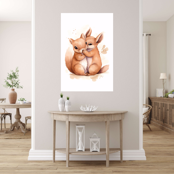 Tedere omhelzing in aquarel poster