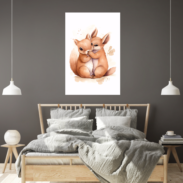 Tedere omhelzing in aquarel canvas met baklijst