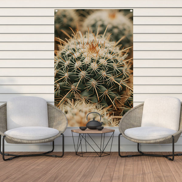 Close-up van een groene cactus tuinposter
