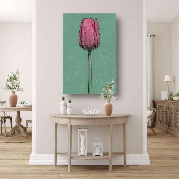 Prachtige pop-art schilderij van een tulp canvas