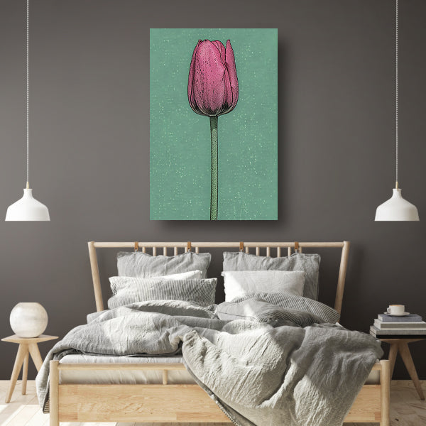 Prachtige pop-art schilderij van een tulp canvas