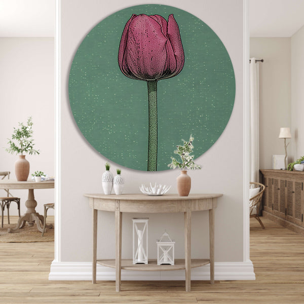 Prachtige pop-art schilderij van een tulp forex muurcirkel