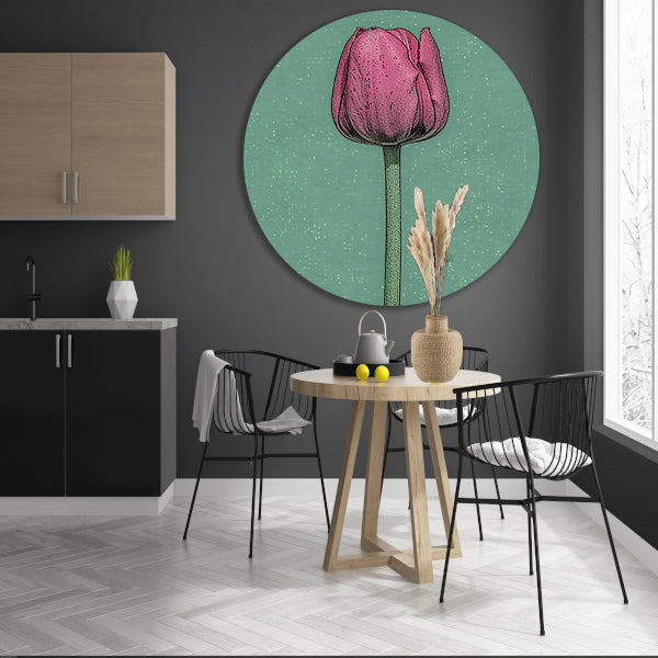 Prachtige pop-art schilderij van een tulp forex muurcirkel
