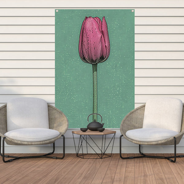 Prachtige pop-art schilderij van een tulp tuinposter