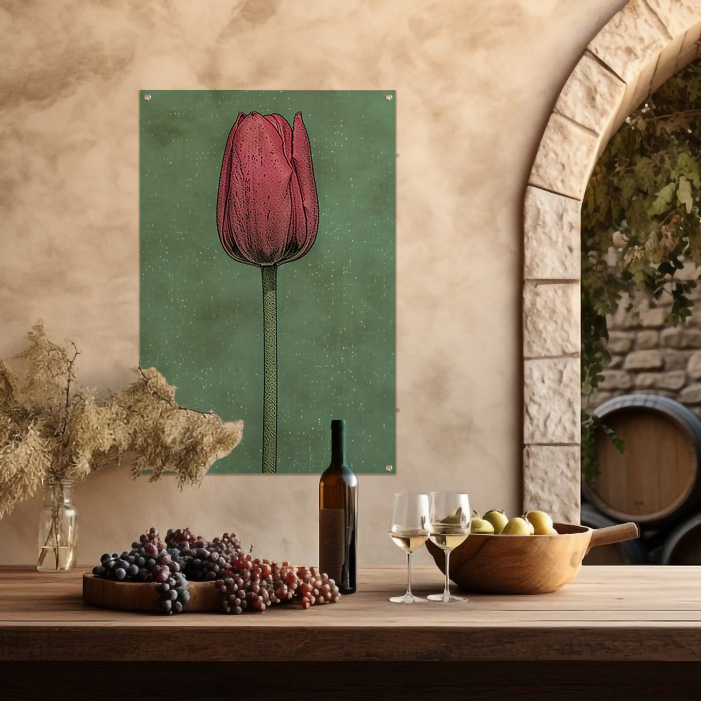 Prachtige pop-art schilderij van een tulp tuinposter