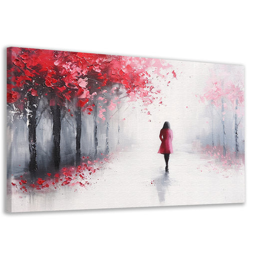 Vrouw wandelend in een herfstlandschap canvas