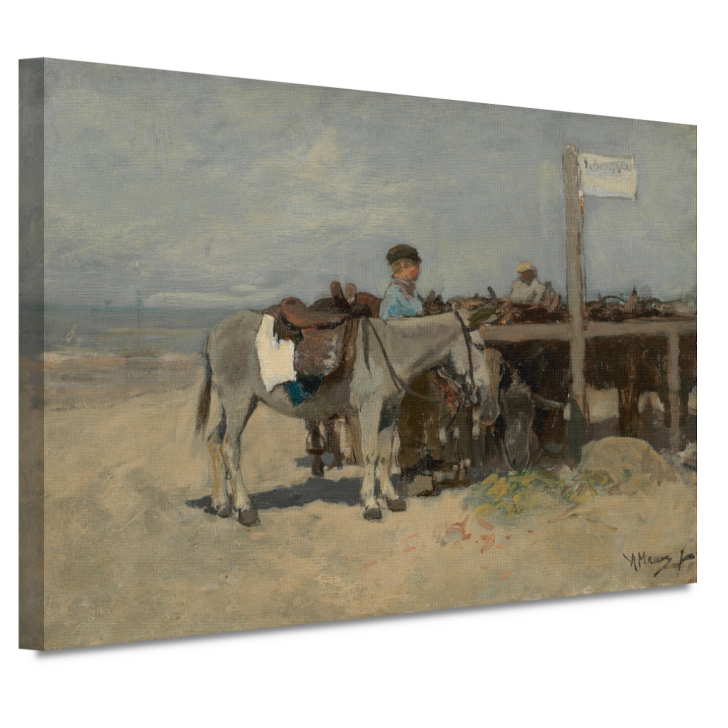 Ezelstandplaats op het strand te Scheveningen - Anton Mauve canvas