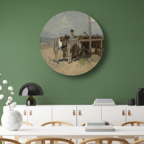 Ezelstandplaats op het strand te Scheveningen - Anton Mauve forex muurcirkel