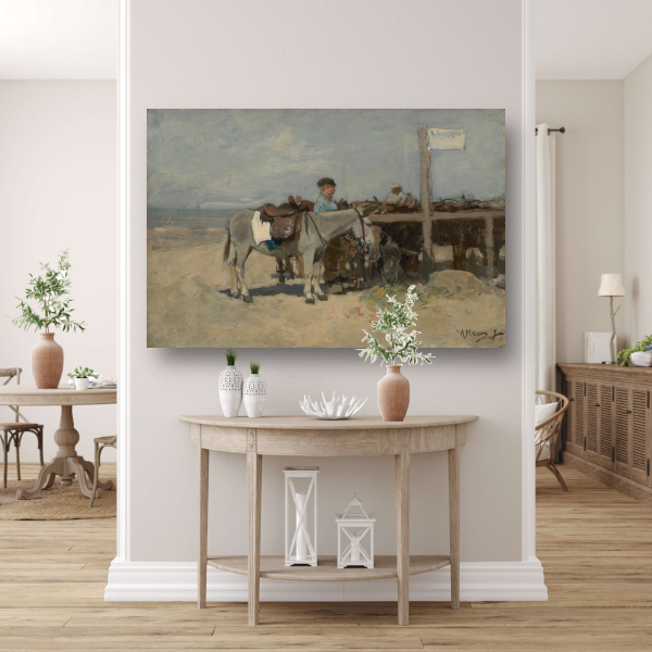 Ezelstandplaats op het strand te Scheveningen - Anton Mauve acrylglas